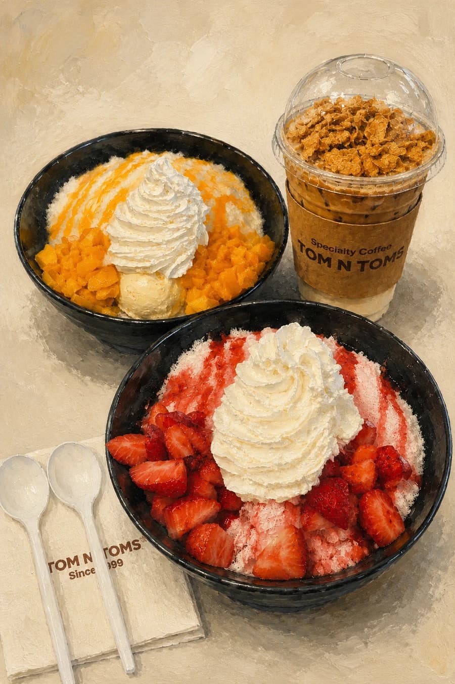 Korean shaved ice snow flakes