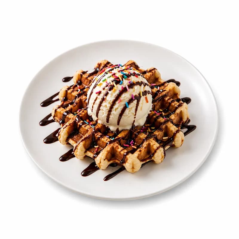 Belgian Waffle with Ice Cream