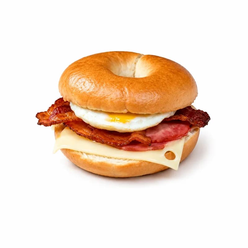 Ham, Bacon, Egg & Cheese Bagel